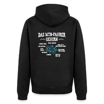 MTB-faherer gehirn! - Unisex Premium Bio Zip Hoodie - Schwarz - Hinten - Nico (187cm)