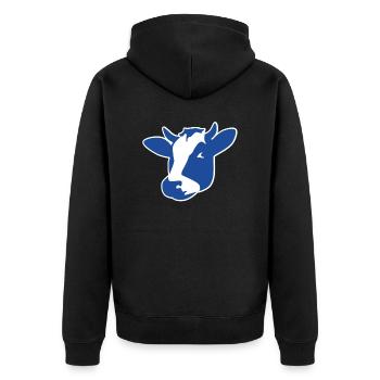 kuhkopf - Unisex Premium Bio Zip Hoodie - Schwarz - Hinten - Nico (187cm)