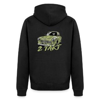  601 Panamagrün - Unisex Premium Bio Zip Hoodie - Schwarz - Hinten - Nico (187cm)