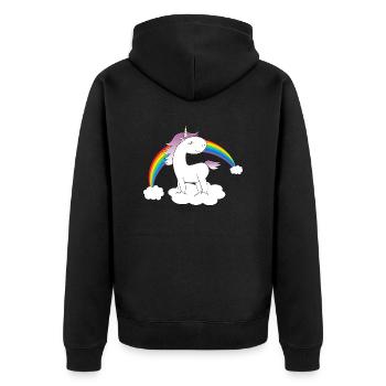 Einhorn auf Wolke - Unisex Premium Bio Zip Hoodie - Schwarz - Hinten - Nico (187cm)