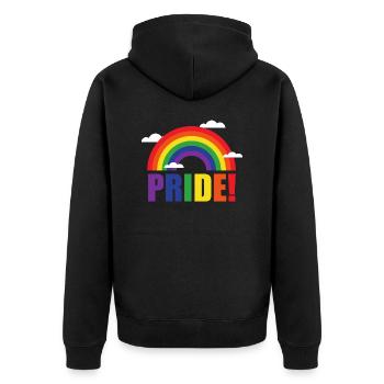 Pride Regenbogen mit Wolken | LGBT | Geschenkidee - Unisex Premium Bio Zip Hoodie - Schwarz - Hinten - Nico (187cm)