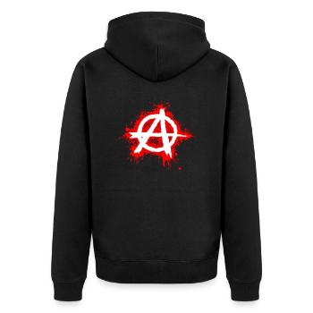 Anarchie / Anarchie en blanc, éclaboussures rouges - Veste à capuche bio Premium Unisexe - noir - Dos - Nico (187cm)