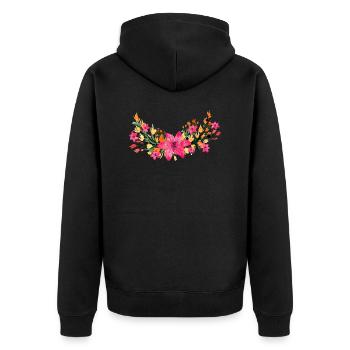 Flowers - Unisex Premium Organic Zip Hoodie - black - Back - Nico (187cm)