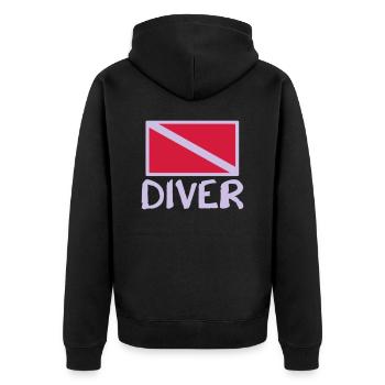 Diver Taucher Shirt - Unisex Premium Bio Zip Hoodie - Schwarz - Hinten - Nico (187cm)