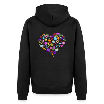 colorful heart - Unisex Premium Organic Zip Hoodie - black - Back - Nico (187cm)