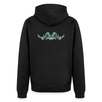 flower blue - Unisex Premium Organic Zip Hoodie - black - Back - Nico (187cm)