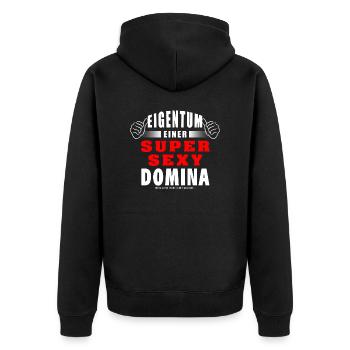 Eigentum Einer Super Sexy Domina - Unisex Premium Bio Zip Hoodie - Schwarz - Hinten - Nico (187cm)