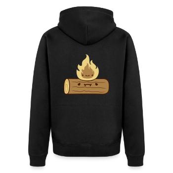 Clipart wood log burns - Unisex Premium Organic Zip Hoodie - black - Back - Nico (187cm)