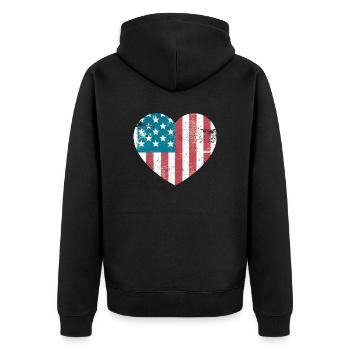 America Heart - Amerika Herz - United States USA - Veste à capuche bio Premium Unisexe - noir - Dos - Nico (187cm)