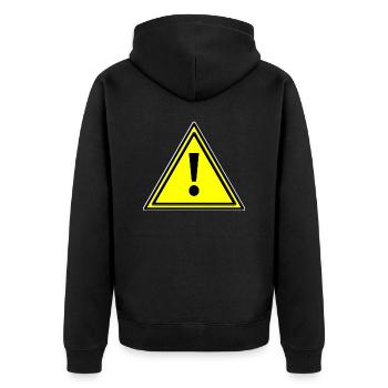 Warning triangle error warning triangle warning sign yellow - Unisex Premium Organic Zip Hoodie - black - Back - Nico (187cm)