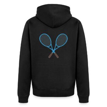 Tennisschläger - Unisex Premium Bio Zip Hoodie - Schwarz - Hinten - Nico (187cm)