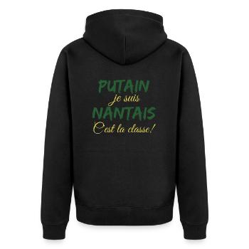Putain je suis nantais c'est la classe - Veste à capuche bio Premium Unisexe - noir - Dos - Nico (187cm)
