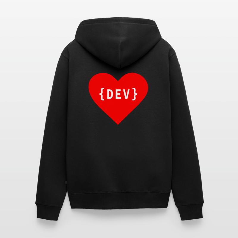 Software Developer, Liebe Code DEV Entwickler Tag Unisex Premium Bio Zip Hoodie