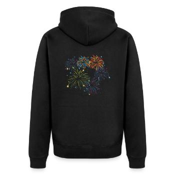 feuerwerk silvester neujahr böller raketen - Unisex Premium Bio Zip Hoodie - Schwarz - Hinten - Nico (187cm)