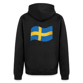 Die Flagge von Schweden Sverige - Unisex Premium Bio Zip Hoodie - Schwarz - Hinten - Nico (187cm)
