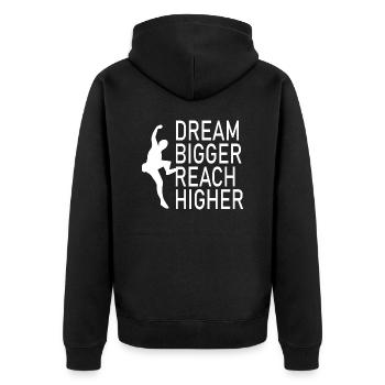 Bouldern Klettern Climbing - Unisex Premium Bio Zip Hoodie - Schwarz - Hinten - Nico (187cm)