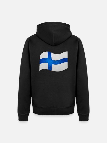 Map/Flag of Finland - Unisex Premium Organic Zip Hoodie - black