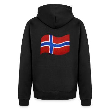 Flagge Norwegens - Unisex Premium Bio Zip Hoodie - Schwarz - Hinten - Nico (187cm)