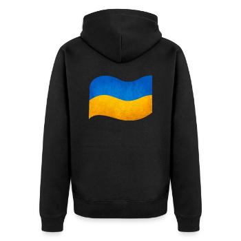 The flag of Ukraine - Unisex Premium Bio Zip Hoodie - Schwarz - Hinten - Nico (187cm)