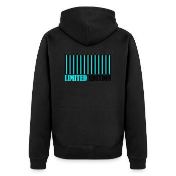 Barcode Limited Edition - Unisex Premium Bio Zip Hoodie - Schwarz - Hinten - Nico (187cm)