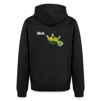 Schildkröte - Tortoise - Unisex Premium Bio Zip Hoodie - Schwarz - Hinten - Nico (187cm)