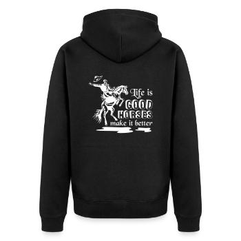 La vie est bonne Les chevaux la rendent meilleure - Veste à capuche bio Premium Unisexe - noir - Dos - Nico (187cm)