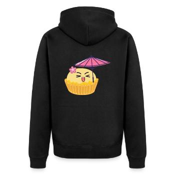Süßer Kawaii Cupcake Japanische Süßigkeit Cartoon - Unisex Premium Bio Zip Hoodie - Schwarz - Hinten - Nico (187cm)
