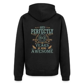 60th birthday - Unisex Premium Organic Zip Hoodie - black - Back - Nico (187cm)
