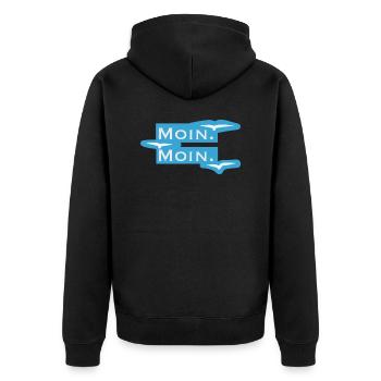 Moin I Norddeutsche Begrüßung - Unisex Premium Bio Zip Hoodie - Schwarz - Hinten - Nico (187cm)
