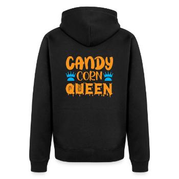 Candy Corn Queen - Halloween Humor - Unisex Premium Bio Zip Hoodie - Schwarz - Hinten - Nico (187cm)