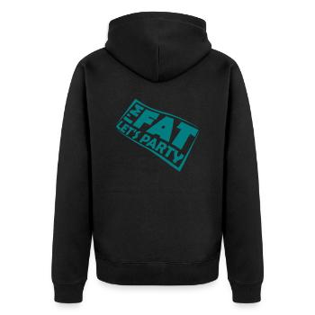 im fat lets party - Unisex Premium Bio Zip Hoodie - Schwarz - Hinten - Nico (187cm)