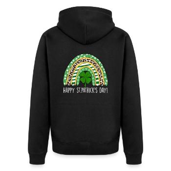 Happy St. Patrick's Day Saint Patrick Ireland Irish - Unisex Premium Organic Zip Hoodie - black - Back - Nico (187cm)