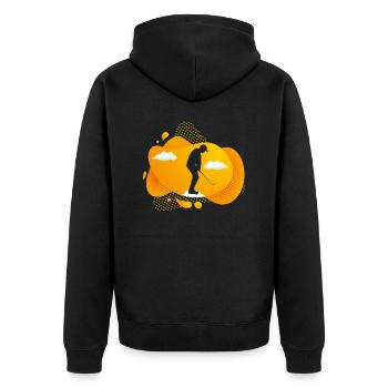 golf golfsport golfspieler auf golfplatz - Unisex Premium Bio Zip Hoodie - Schwarz - Hinten - Nico (187cm)
