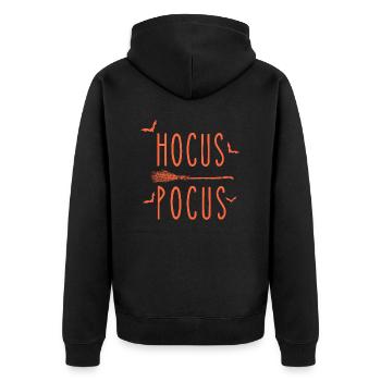 HOCUS-POKUS - Unisex Premium Bio Zip Hoodie - Schwarz - Hinten - Nico (187cm)