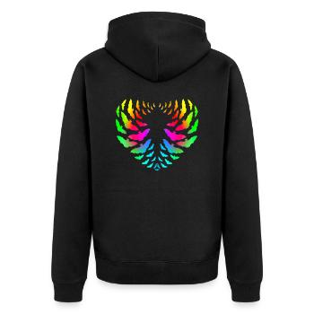 Schwarm herzförmiger Fledermäuse - Halloween - Unisex Premium Bio Zip Hoodie - Schwarz - Hinten - Nico (187cm)