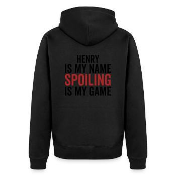 Henry est mon nom Spoiling est mon jeu - Veste à capuche bio Premium Unisexe - noir - Dos - Nico (187cm)