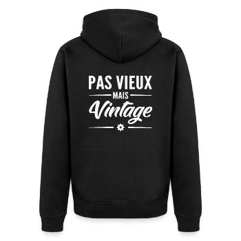 pas vieux mais vintage - Veste à capuche bio Premium Unisexe - noir - Dos - Nico (187cm)