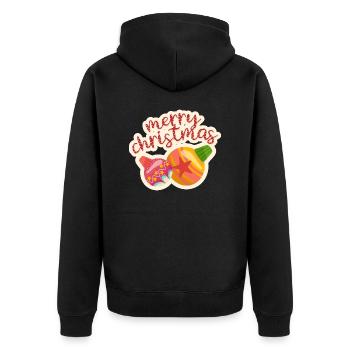 merry Christmas 12 - Unisex Premium Bio Zip Hoodie - Schwarz - Hinten - Nico (187cm)