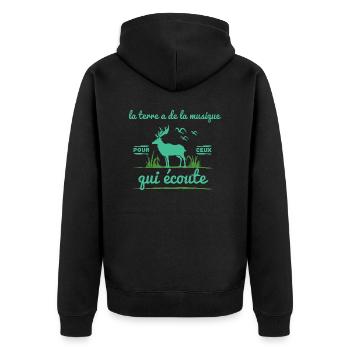 la terre a de la musique - Veste à capuche bio Premium Unisexe - noir - Dos - Nico (187cm)