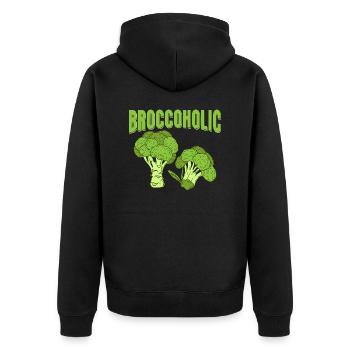 Broccoholic Broccoli Vegetable - Unisex Premium Bio Zip Hoodie - Schwarz - Hinten - Nico (187cm)