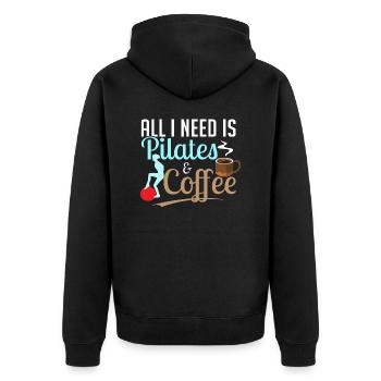 Tout ce dont j’ai besoin, c’est d’exercices de fitness Pilates & Coffee - Veste à capuche bio Premium Unisexe - noir - Dos - Nico (187cm)