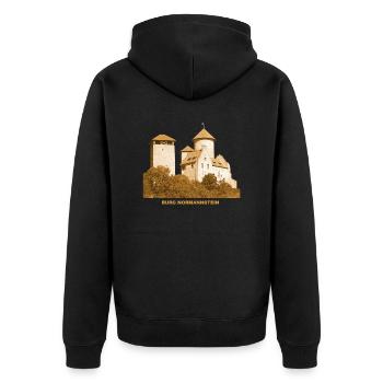 Normannstein Burg Treffurt Thüringen Werra - Unisex Premium Bio Zip Hoodie - Schwarz - Hinten - Nico (187cm)