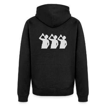 Silhouette 3 Freunde Bier - Unisex Premium Bio Zip Hoodie - Schwarz - Hinten - Nico (187cm)
