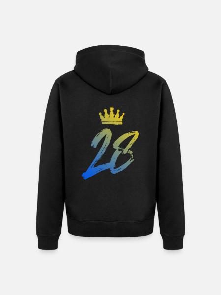 28 Zahl Krone - Unisex Premium Bio Zip Hoodie - Schwarz