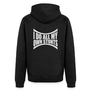 all my own stunts - Unisex Premium Bio Zip Hoodie - Schwarz - Hinten - Nico (187cm)