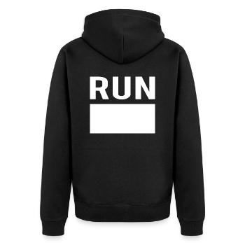 Marathon Triathlon Running Jogging Biking Cycling - Unisex Premium Organic Zip Hoodie - black - Back - Nico (187cm)