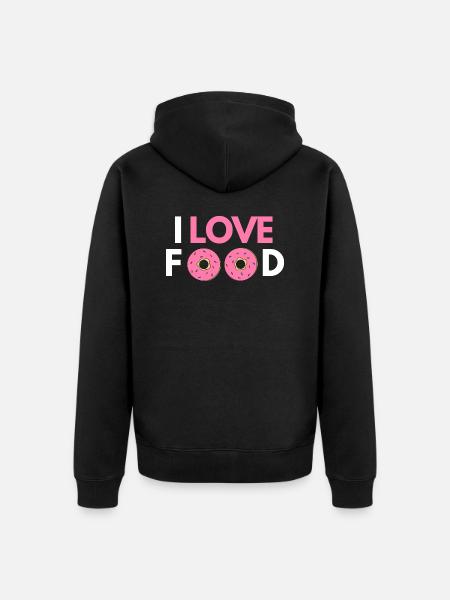 Ich liebe Essen - Unisex Premium Bio Zip Hoodie - Schwarz