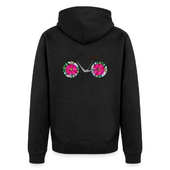 Fahrrad - Unisex Premium Bio Zip Hoodie - Schwarz - Hinten - Nico (187cm)
