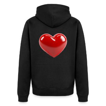Ein 3D-Herz - Unisex Premium Bio Zip Hoodie - Schwarz - Hinten - Nico (187cm)