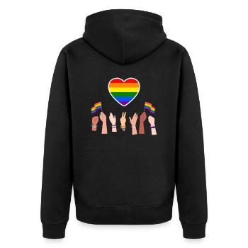 Coeur Gay pride - Veste à capuche bio Premium Unisexe - noir - Dos - Nico (187cm)